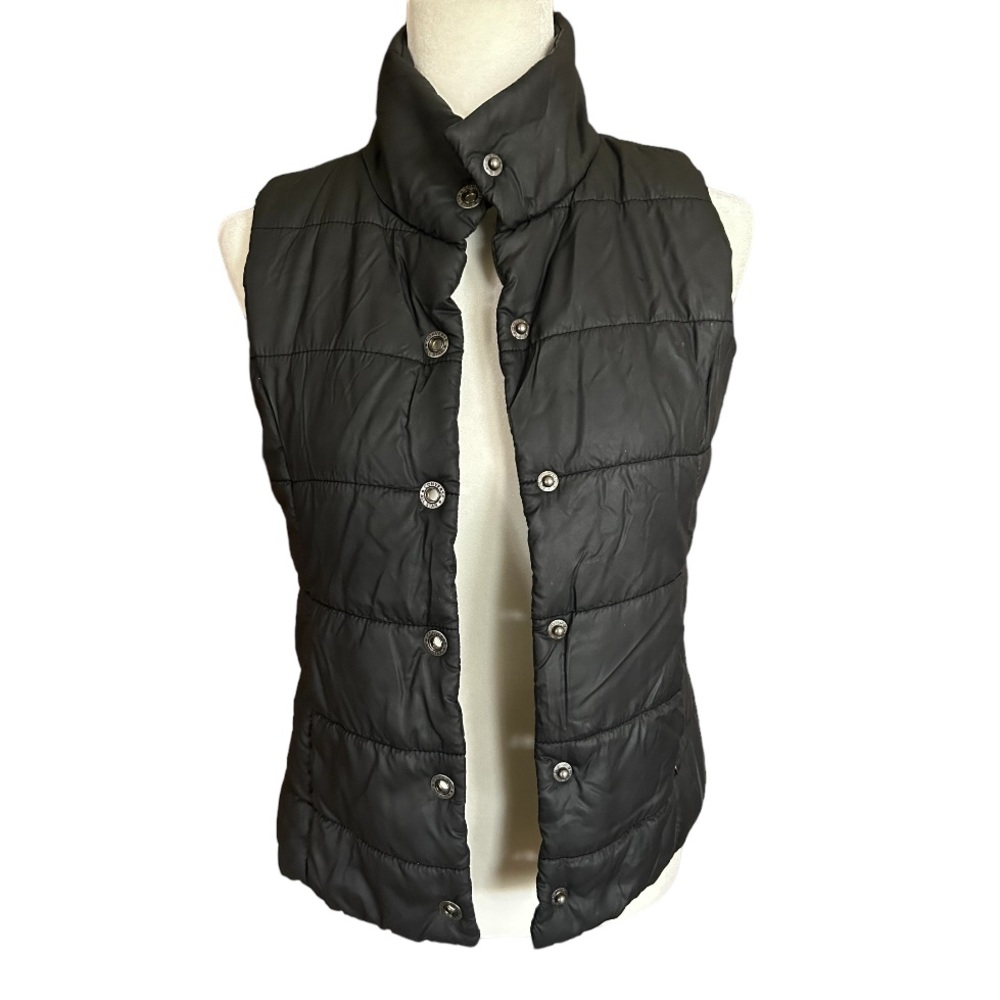 Vintage Converse Black Nylon Quilted Puffer Vest‎ -Women’s Size Small